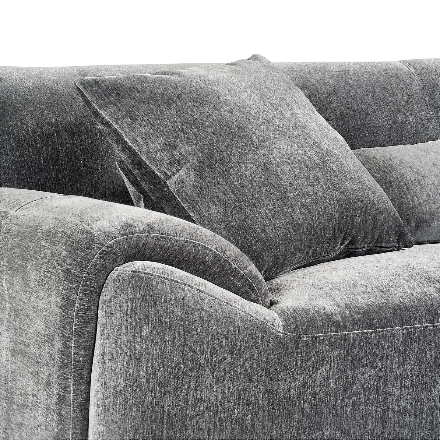 Monza L Shaped Chenille Fabric Beige Grey 4 Seater Corner Sofa RH