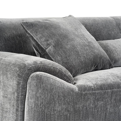 Monza L Shaped Chenille Fabric Beige Grey 4 Seater Corner Sofa RH