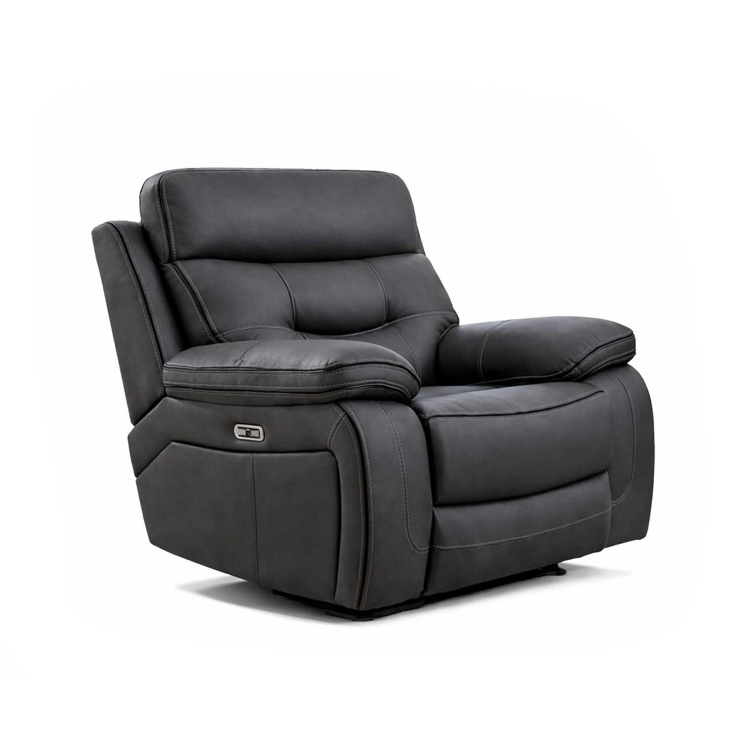 Renzo Grey Electric Recliner Sofa Suite 2 Seater + 2 Armchairs USB