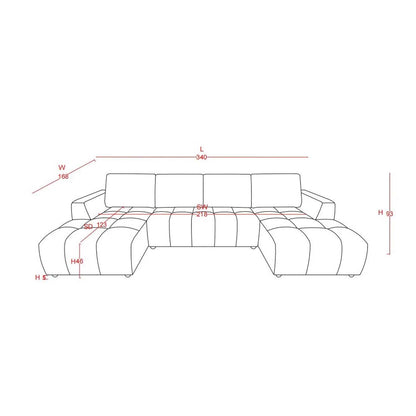 Stanford U Shaped Plush Velvet Sofa Bed Storage Beige Green or Grey