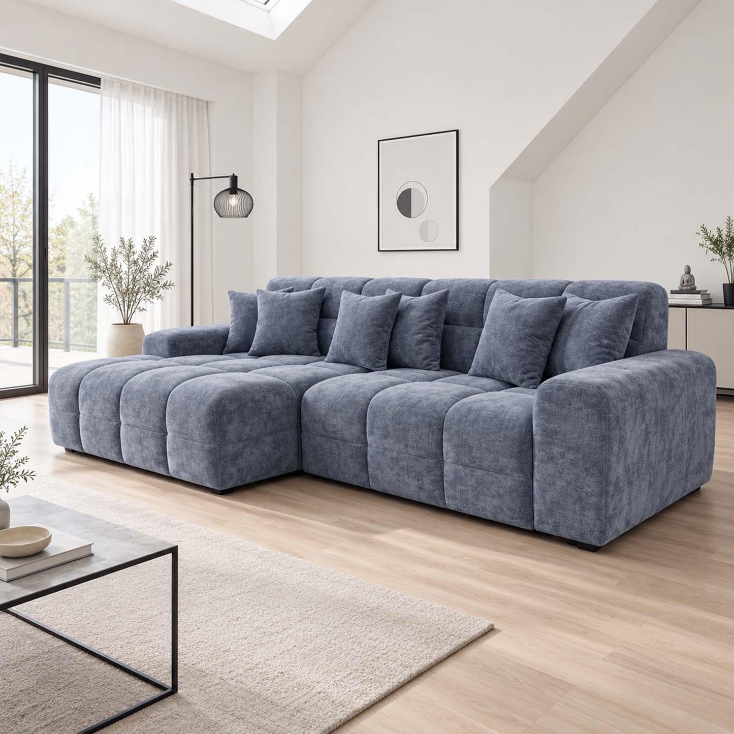 Jenson Plush Velvet Corner Sofa Left Right Hand Facing with Chaise