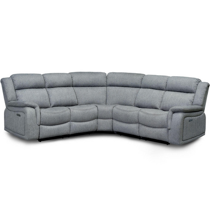 Linden 5 Seater Electric Reclining Corner Sofa Grey Fabric
