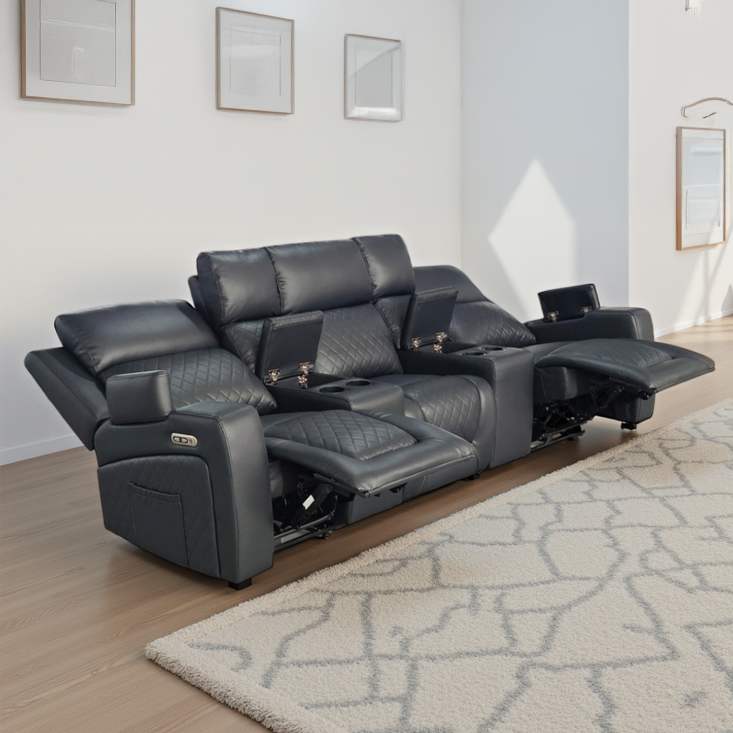 Florida Cinema 3 Seater Electric Reclining Leather Sofa