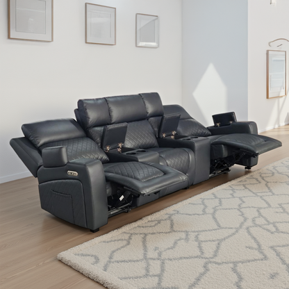 Florida Cinema 3 Seater Electric Reclining Leather Sofa