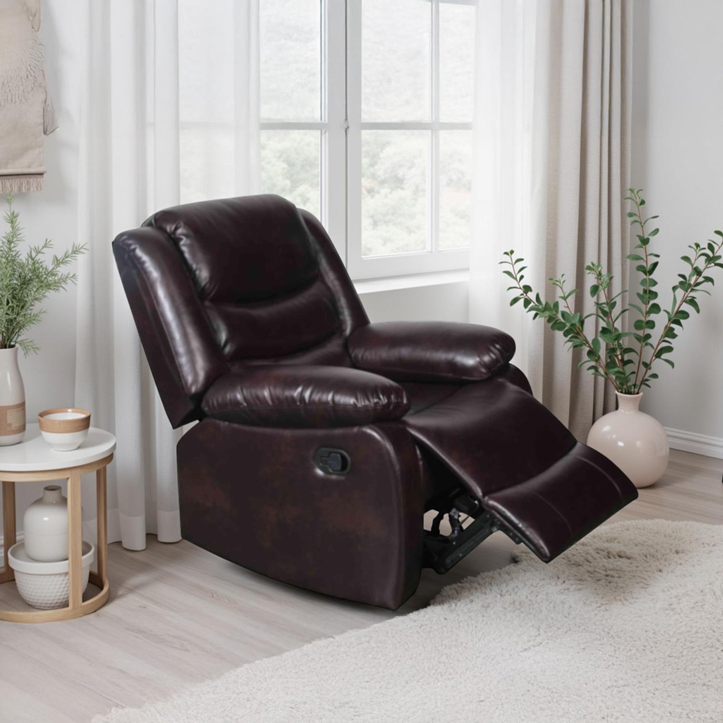 Cortland Leather Look 3 Piece Sofa Suite Manual Reclining Black or Brown
