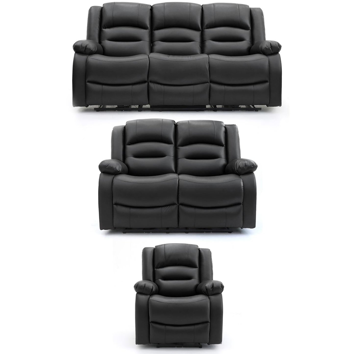 Arlo Black or Grey Leather Like Electric Reclining Sofa Suite 3 + 2 USB + Drinks Tray