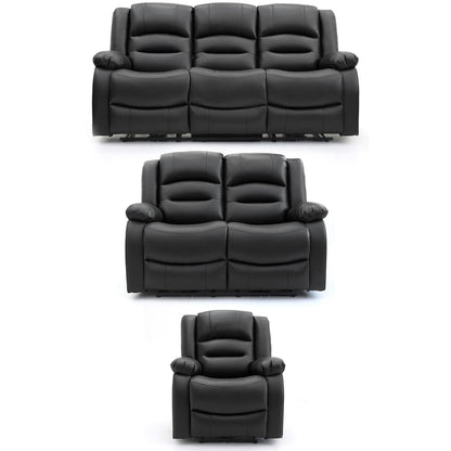 Arlo Black or Grey Leather Like Electric Reclining Sofa Suite 3 + 2 USB + Drinks Tray