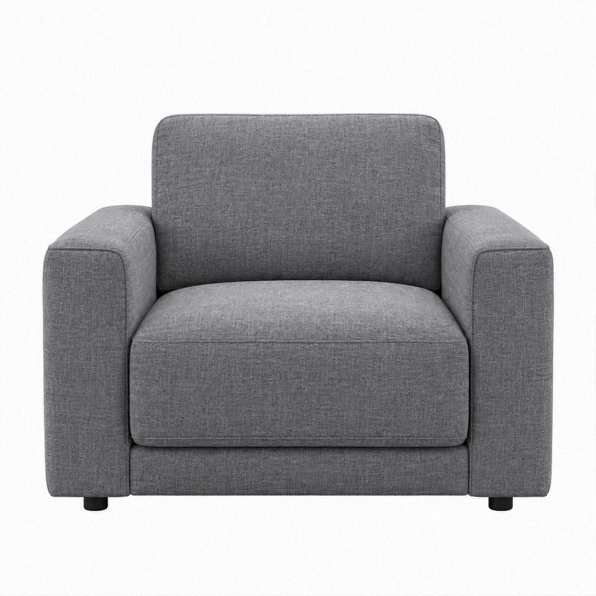 Melrose Woven Fabric Armchair with Removable Back Cushion Modern
