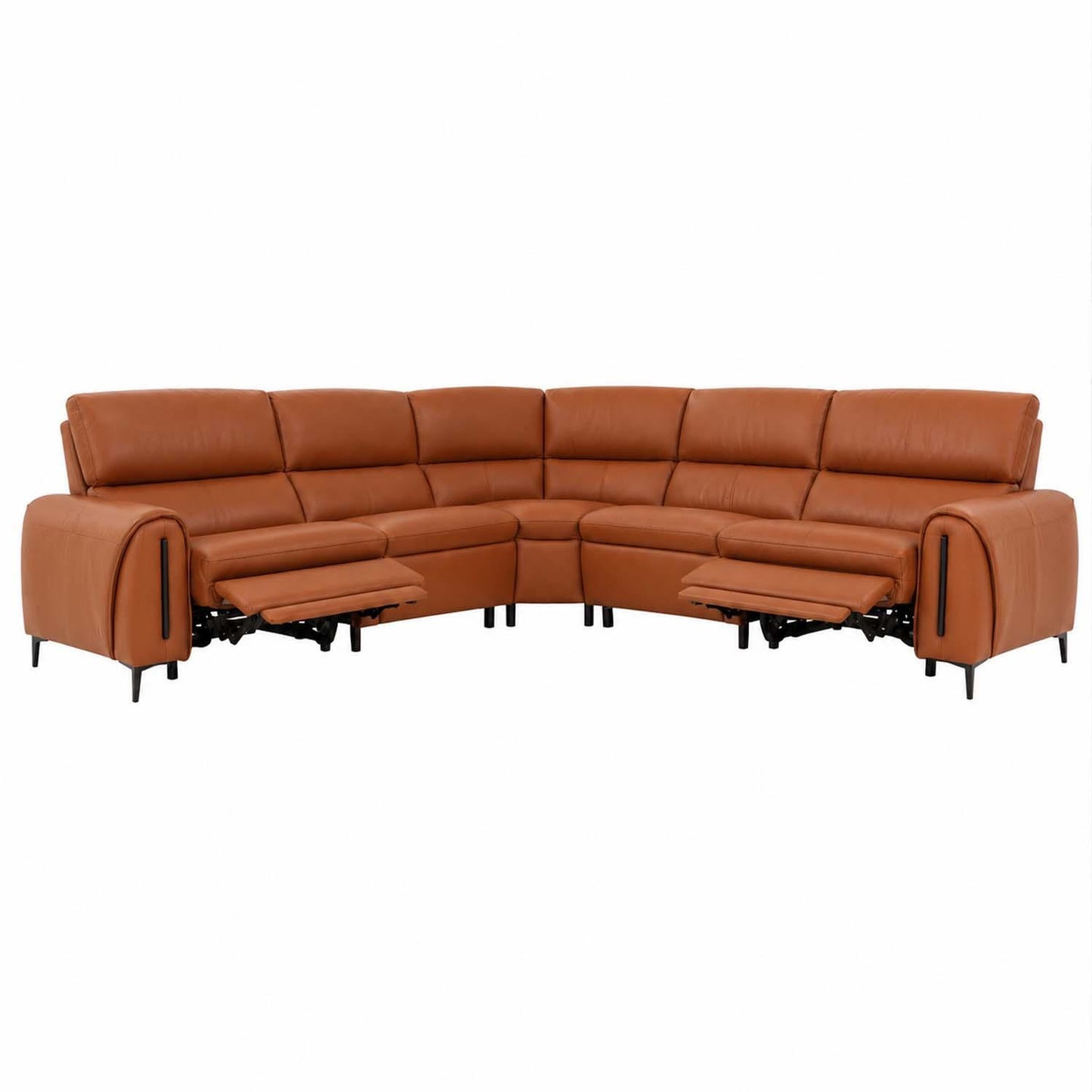 Aria L Shaped  Electric Recliner Sofa Tan Large Corner 5 Seater