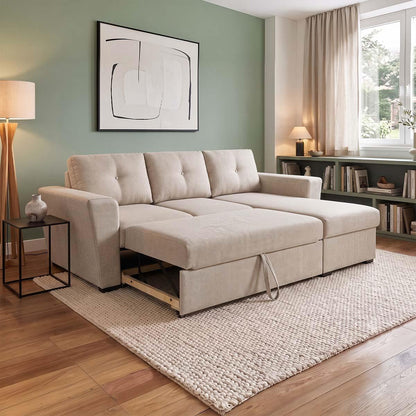 Oregon Universal 3 Seater L shaped No Spill Fabric Corner Sofa Bed