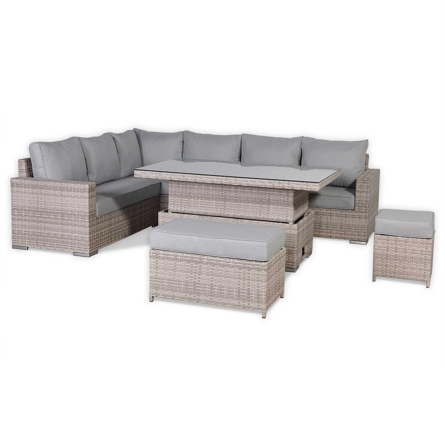 Rattan Corner Garden Sofa Set with Rising Table
