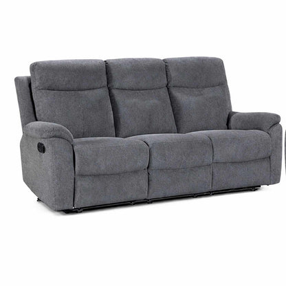 Vancouver 3 Seater Sofa Grey Fabric Manual Reclining Settee