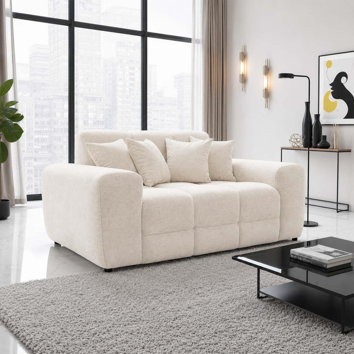 Jenson 2 Seater Plush Velvet Sofa with Deep Seats & Boxed Arms