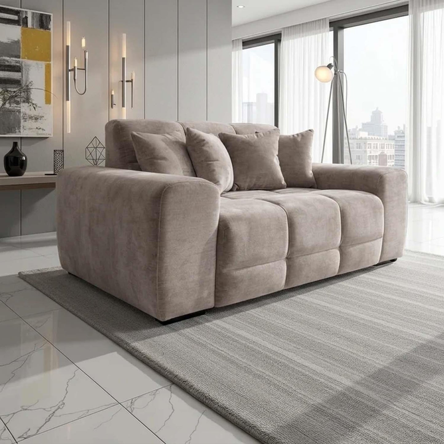 Jenson 2 Seater Plush Velvet Sofa with Deep Seats & Boxed Arms