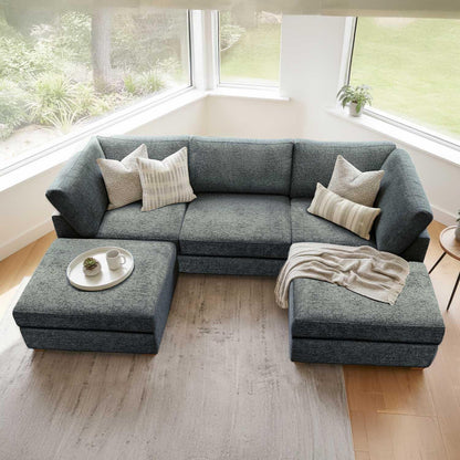 Kenzo U-Shaped 4-5 Seater Chenille Fabric Sofa