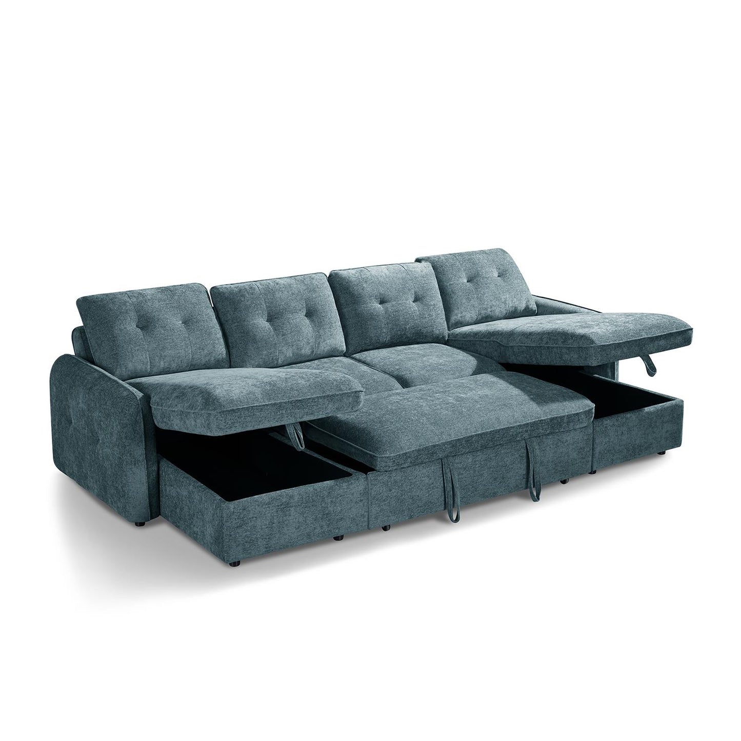 Seattle U Shaped 5 Seater Fabric Corner Sofa Bed