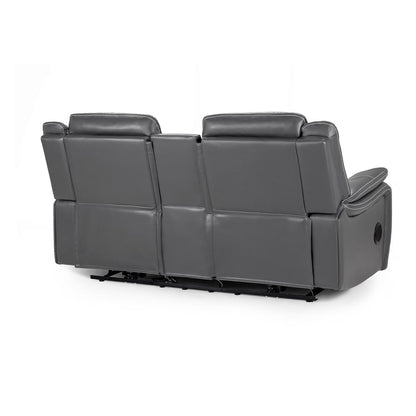 Orlando Leather Black or Grey Electric Reclining 2 Seater Centre Console