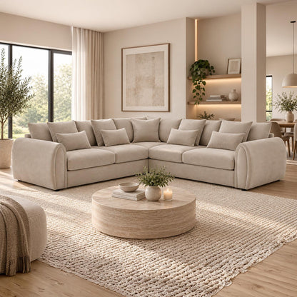 Mercer Large 5 Seater 2 Corner 2 Velvet Sofa Grey or Mocha