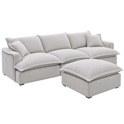 Stanford Feather Filled Modular Sofa with Footstool Grey or Stone