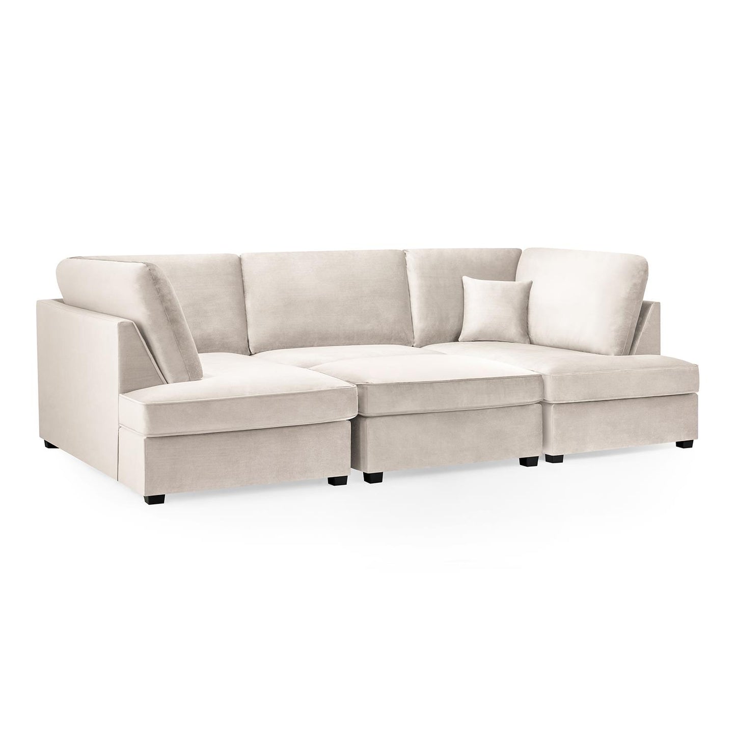California Plush Velvet Beige, Black or Grey U shaped 6 Seater Sofa