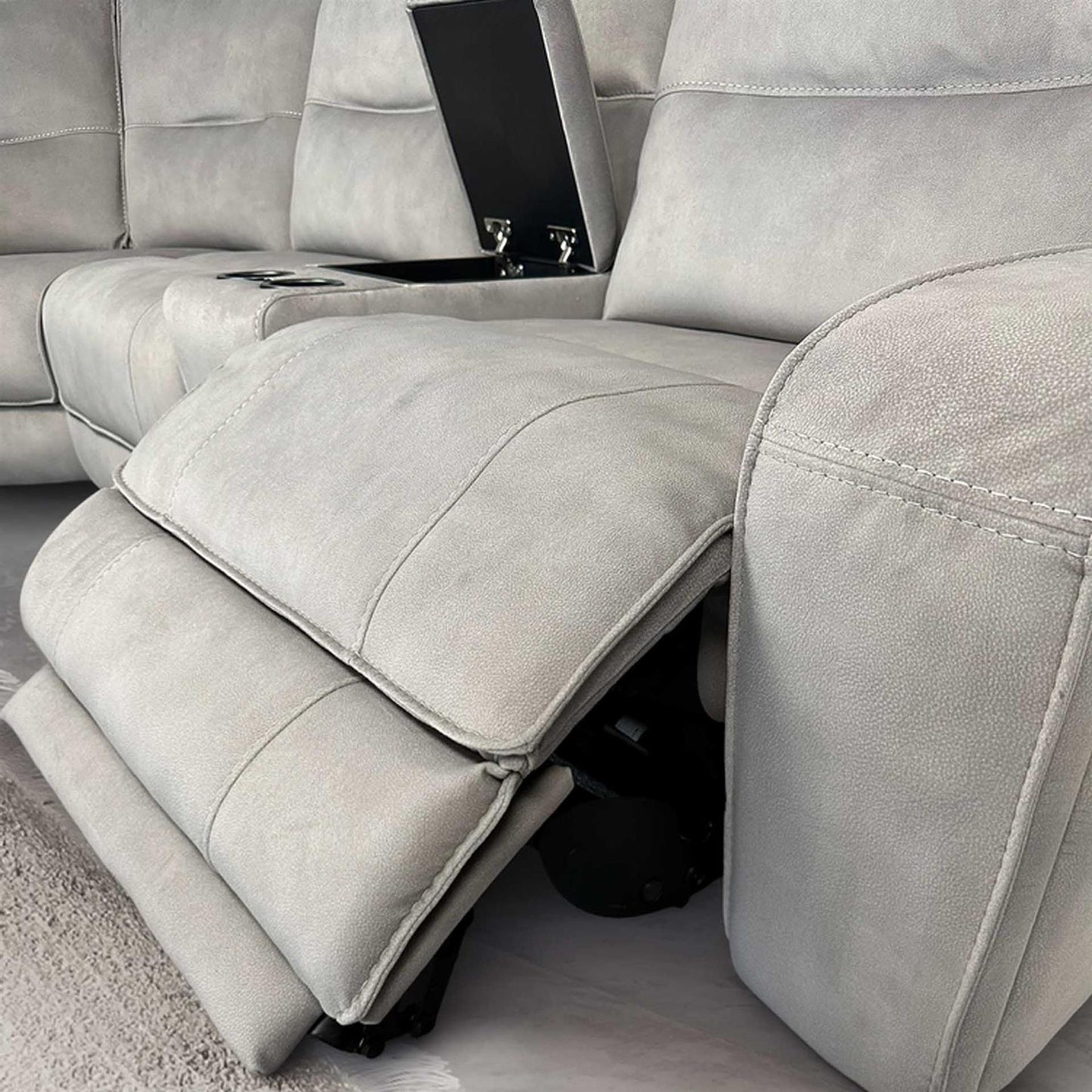 Caleb Power Electric Reclining Corner Sofa 5 Seater Aspen Latte USB