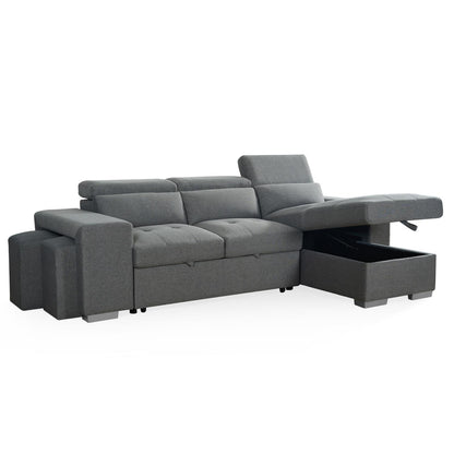 Astrix Grey Fabric Universal Corner 3-4 Seater Sofa Bed