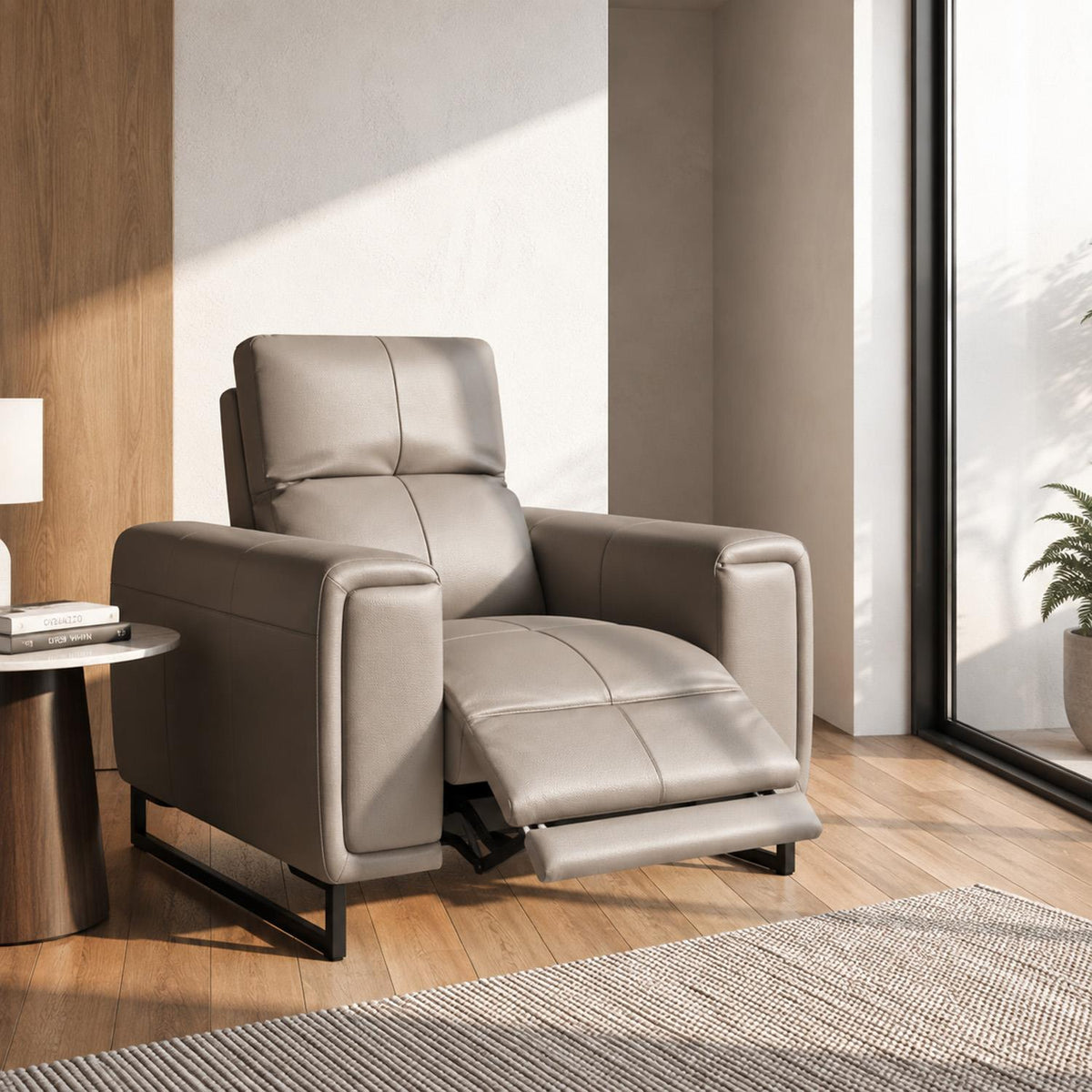 Rosebury Electric Recliner Armchair Leather Look Black or Grey