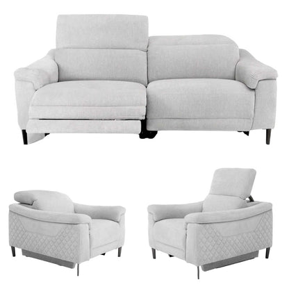 Oscar Electric Reclining 3 Piece Sofa Suite 3 + 1 + 1 Ivory Fabric