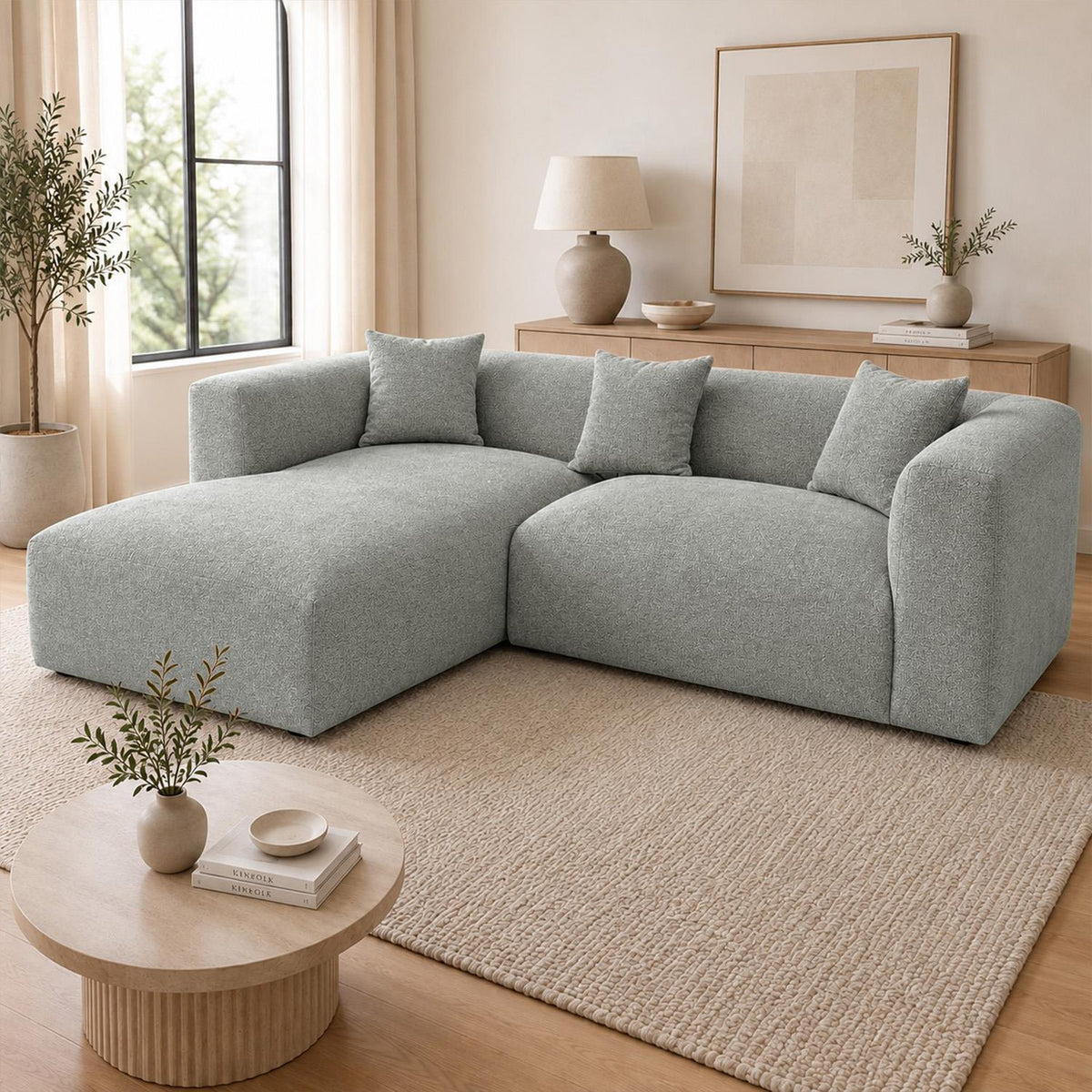 Ely Cloud Chaise L-Shaped Corner Sofa, Linen Fabric, LHF or RHF