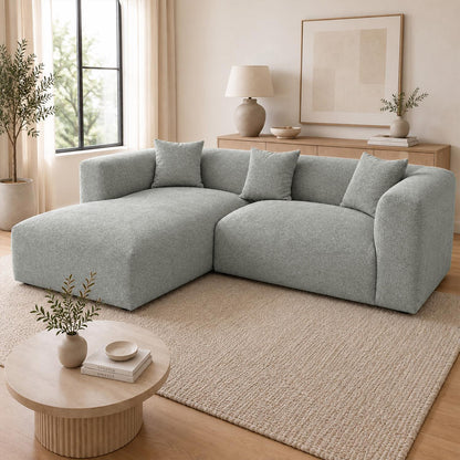 Ely Cloud Chaise L-Shaped Corner Sofa, Linen Fabric, LHF or RHF