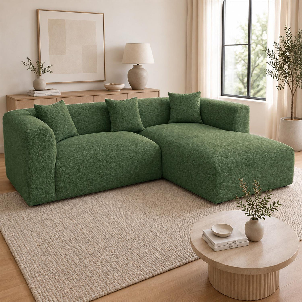 Ely Cloud Chaise L-Shaped Corner Sofa, Linen Fabric, LHF or RHF