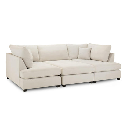 California Classic Fabric Beige, Black or Grey U shaped 6 Seater Sofa