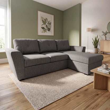 Oregon Universal 3 Seater L shaped No Spill Fabric Corner Sofa Bed