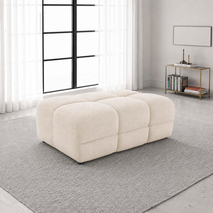 Jenson Large Plush Velvet Footstool Pouffe with Cross Stitch Detail