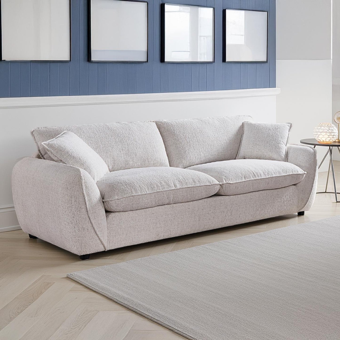 Berti Beige or Grey Fabric 3 Seater Sofa