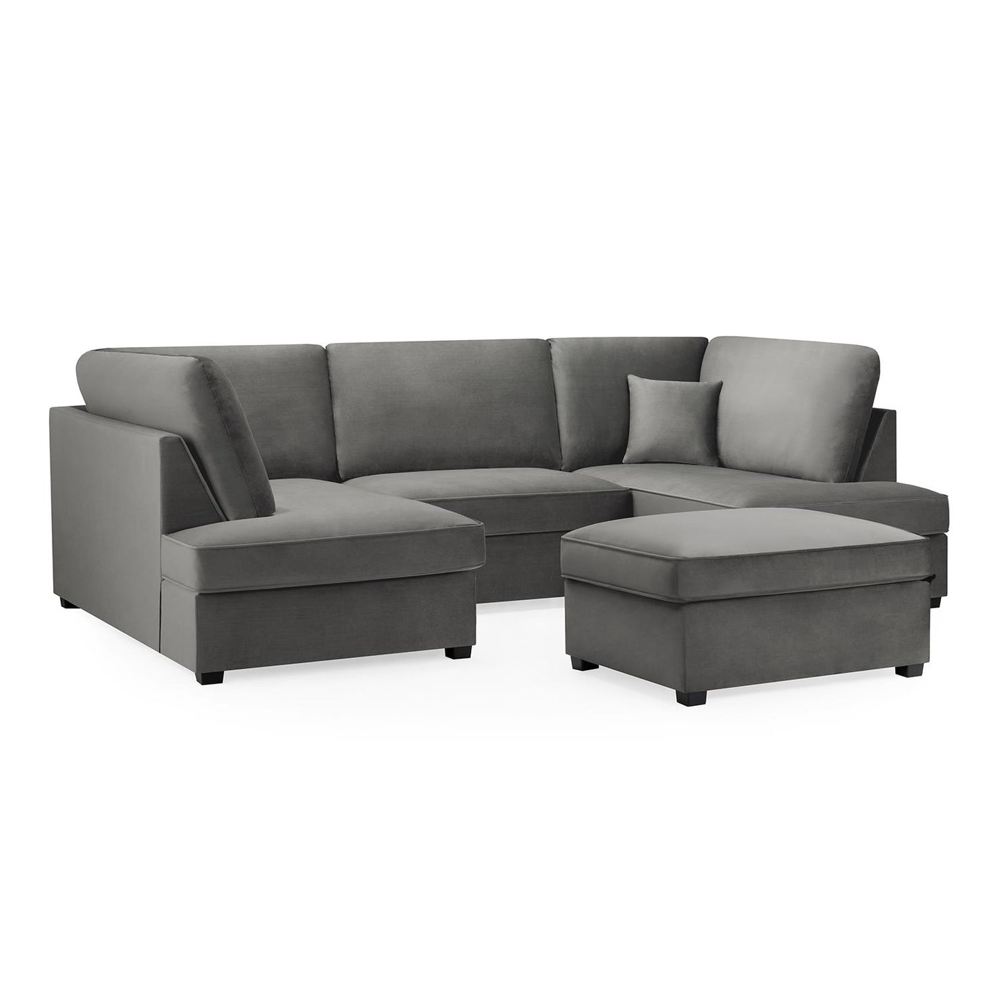 California Plush Velvet Beige, Black or Grey U shaped 6 Seater Sofa