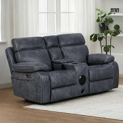 Tokyo LeatherAire Grey 2 + 1 + 1 Electric Recliner Sofas