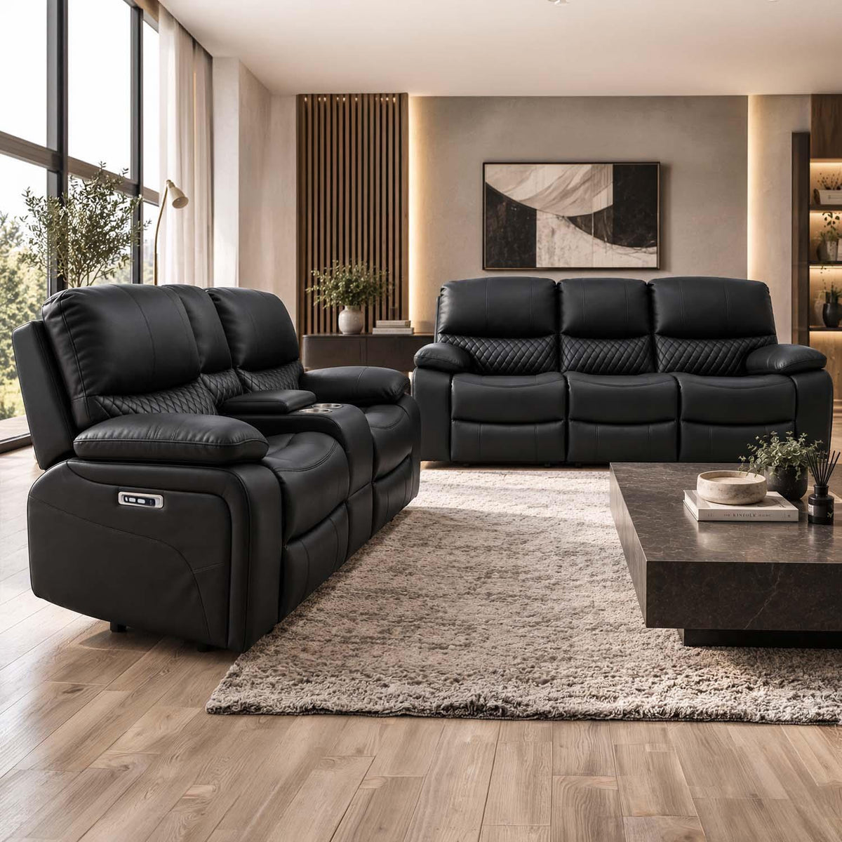 Bentley Electric Recliner Sofa Suite 3 + 2 Seater, Eco Leather