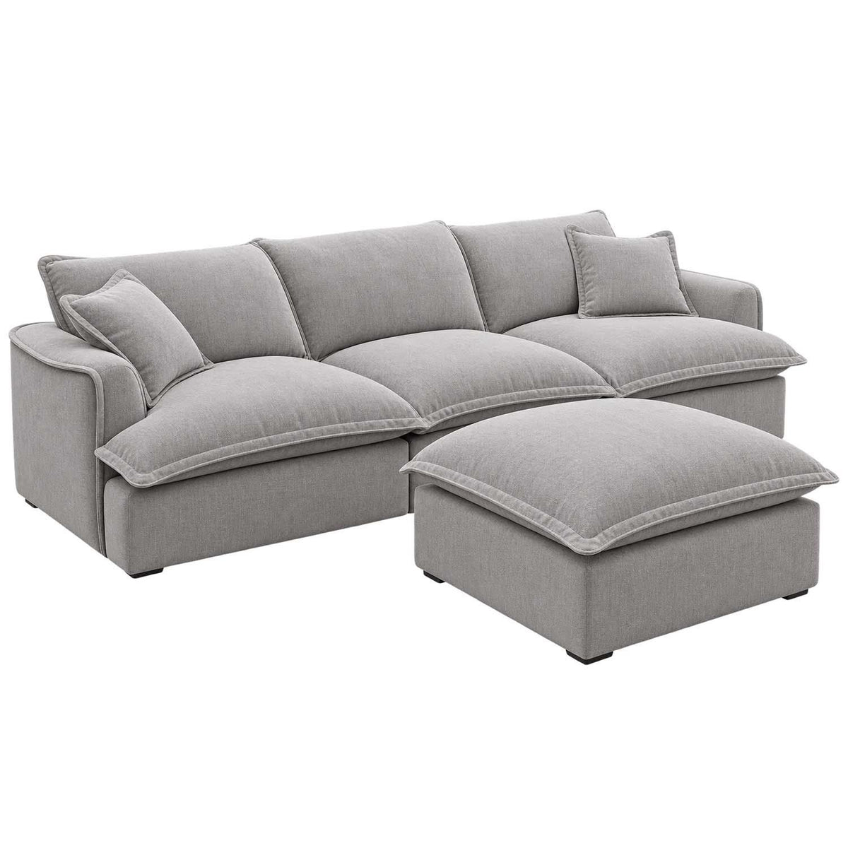 Stanford Feather Filled Modular Sofa with Footstool Grey or Stone