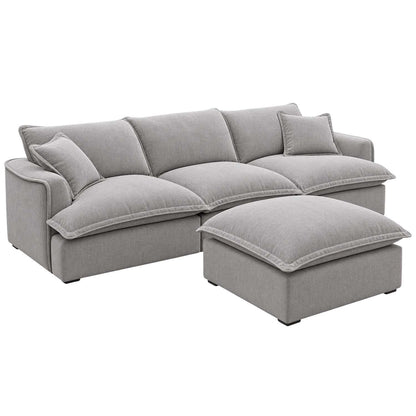 Stanford Feather Filled Modular Sofa with Footstool Grey or Stone