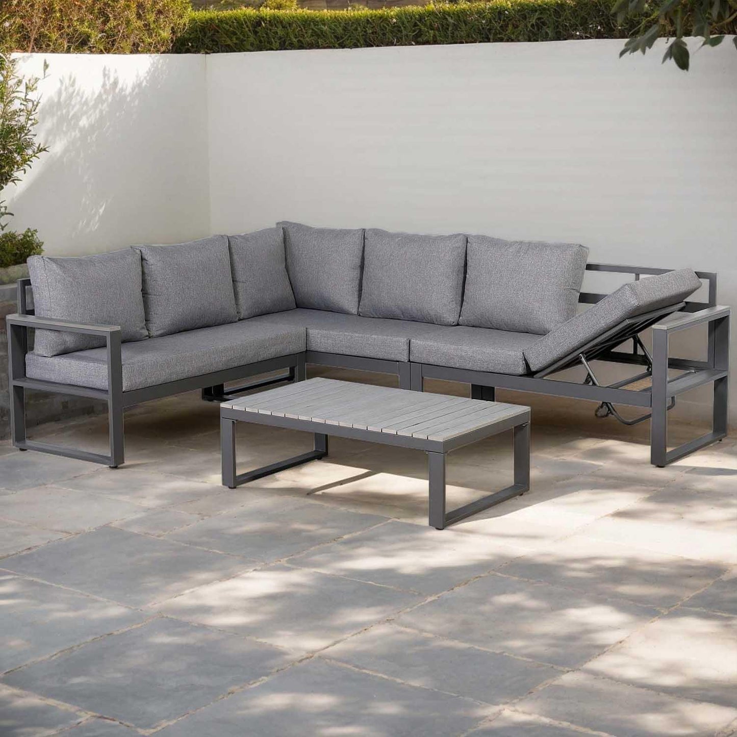 Aluminium Charcoal L Shaped LHF Outdoor Garden Furniture Coffee Table
