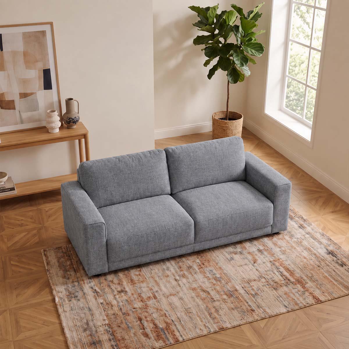 Melrose 3 Seater Woven Fabric Sofa with Removable Back Cushions