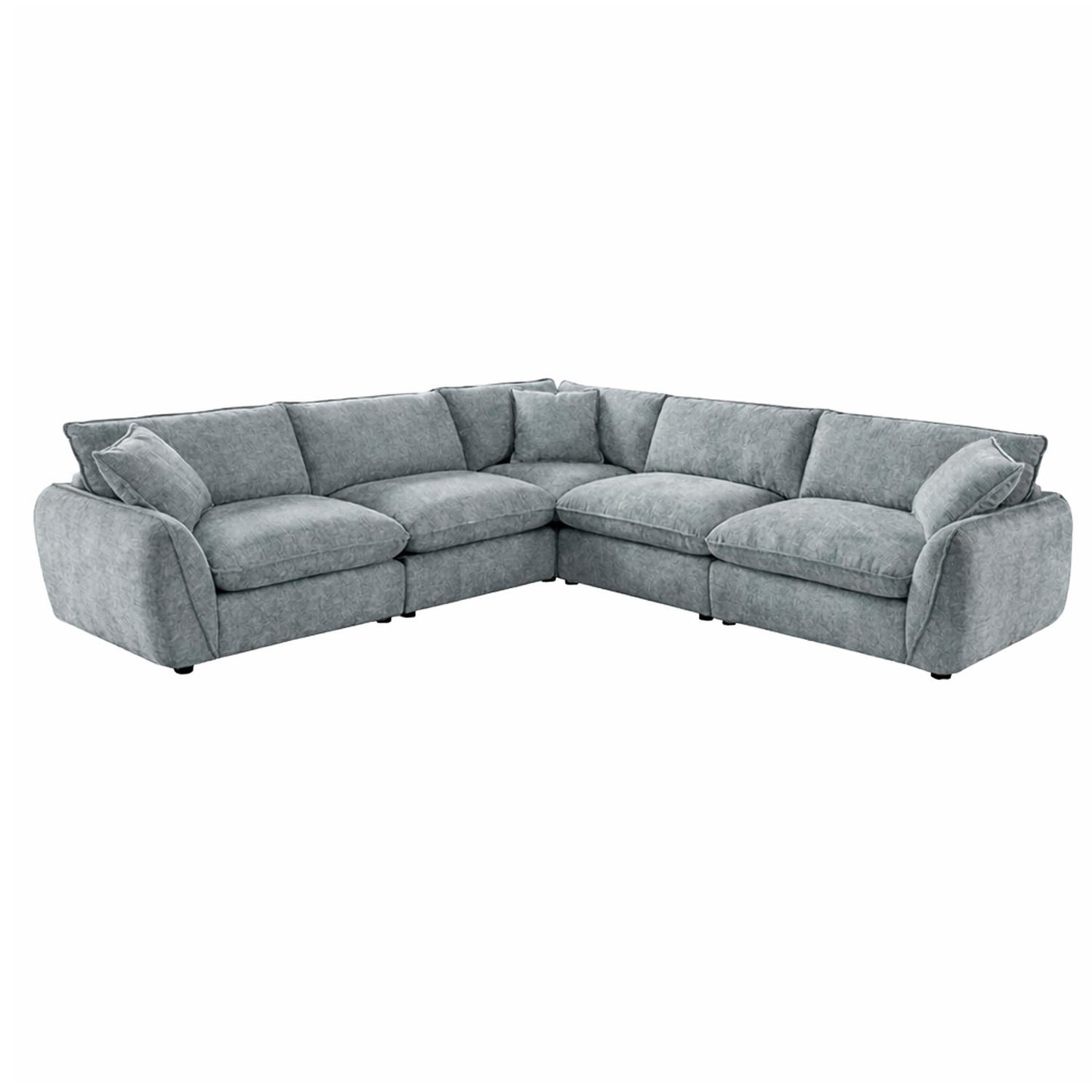 Berti Fabric Beige Grey L Shaped 5 Seater Corner Sofa