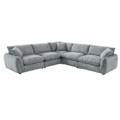 Berti Fabric Beige Grey L Shaped 5 Seater Corner Sofa