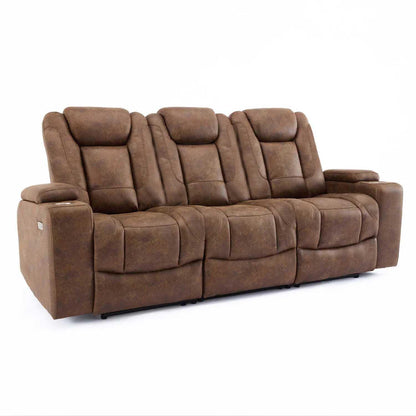 Juniper Electric Recliner 3 Seater With USB Cup Holders Brown or Grey