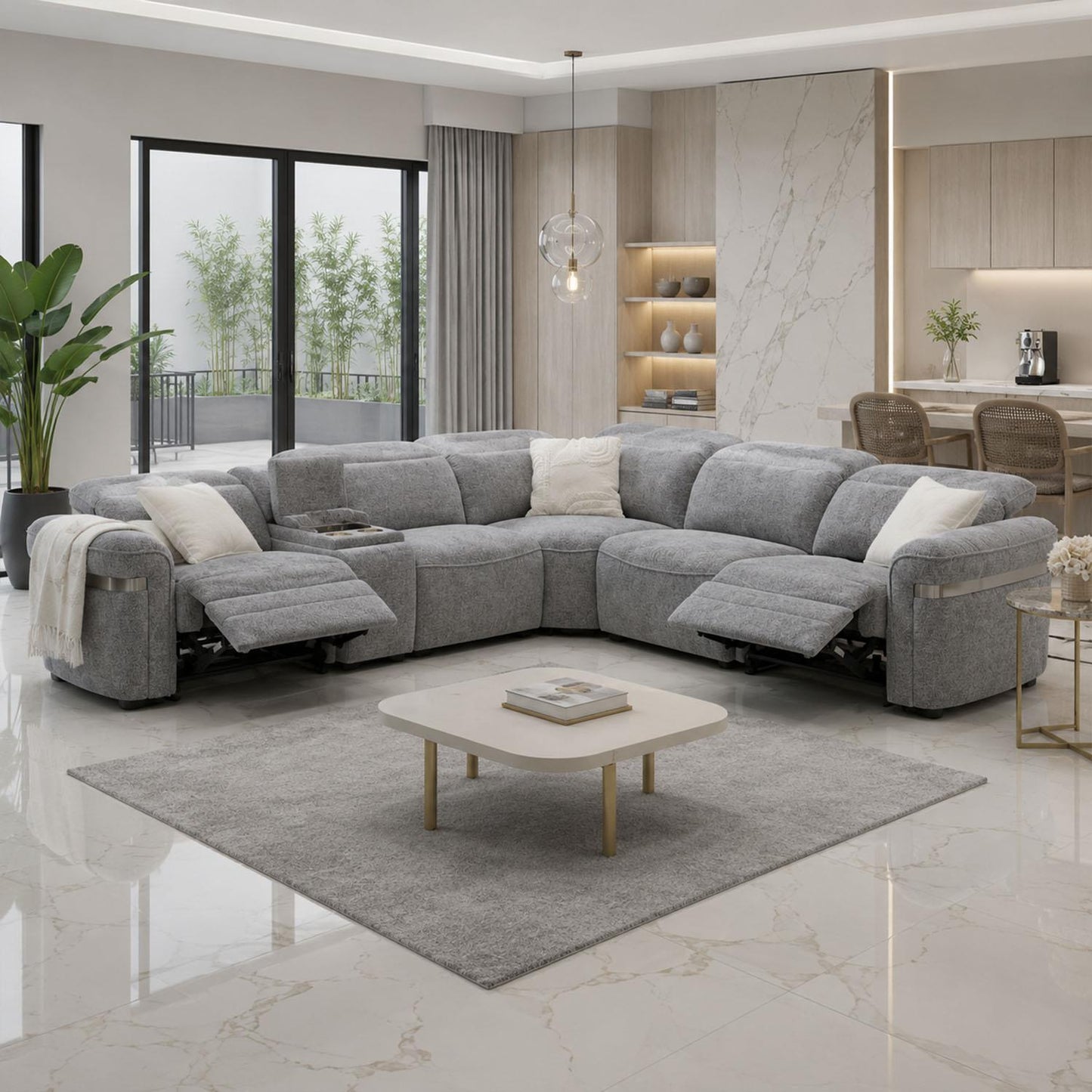 Buxley 5 Seater Electric Reclining Corner Sofa Wireless Charging
