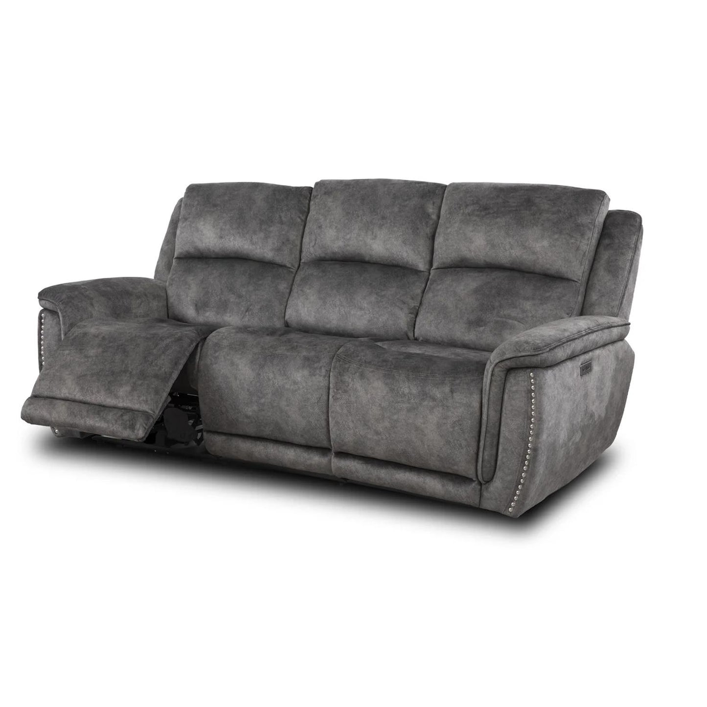 Mendoza Grey Plush Velvet Electric Reclining 3 + 2 Sofa Suite