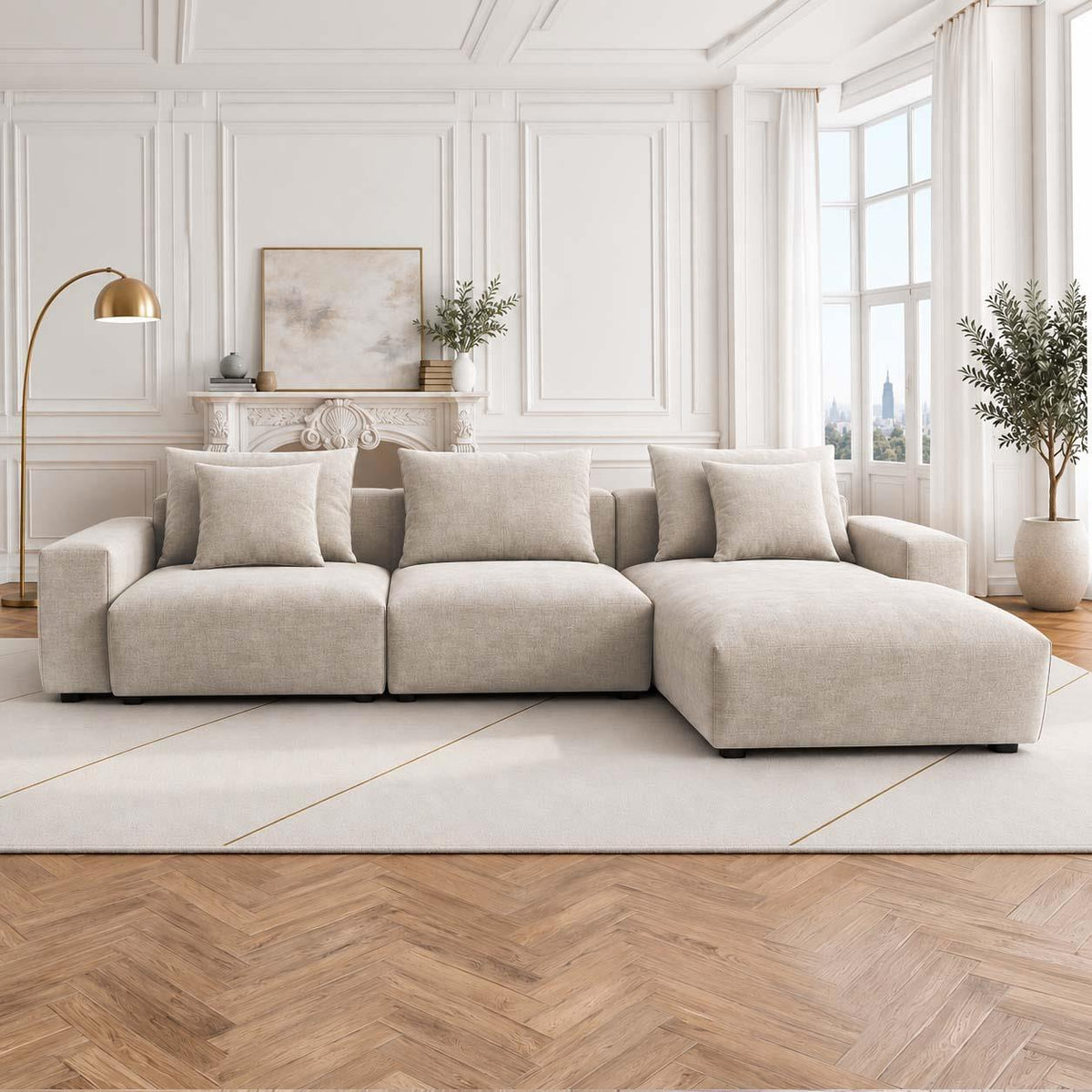 Mayfield Universal Corner Sofa with Reversible Chaise Beige or Grey