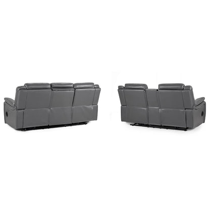 Orlando Black or Grey Leather Electric Reclining Sofa Suite 3 + 2