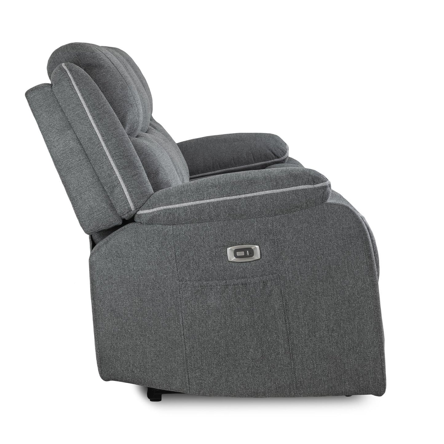 Harlow Graphite Grey Fabric 3 Piece Electric Reclining Suite 3 + 2 + 1